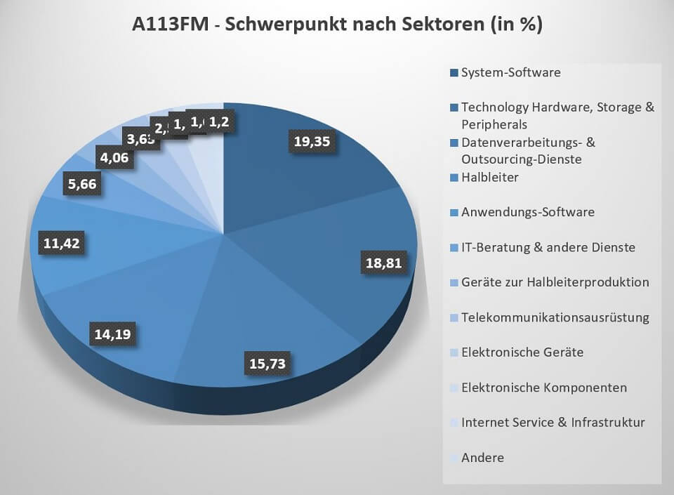 Der MSCI World IT ETF setzt vor allem auf die Sektoren System-Software sowie Technologie-Hardware und Storage.